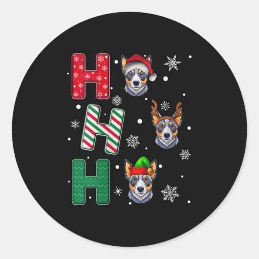 Womens Ho Ho Ho Blue Heeler Dog Matching Christmas Ronde Sticker (Voorkant)