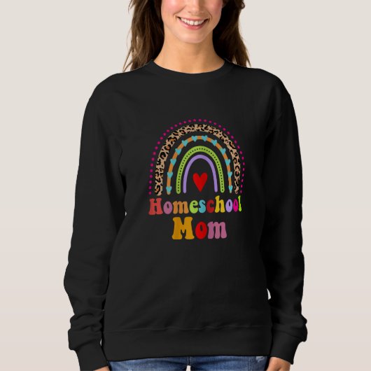 Womens Homeschool Mom Leopard Rainbow Back To Scho Trui (Voorkant)