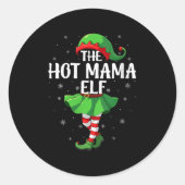Womens Hot Mama Elf Christmas Girls Women Elf Squa Ronde Sticker (Voorkant)