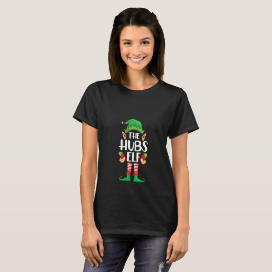 Womens Hubs Elf Matching Groep Kerst Paar Hu T-shirt (Voorkant volledig)