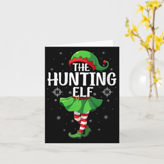 Womens Hunting Elf Christmas Girls Women Elf Squad Kaart (Gele Bloem)
