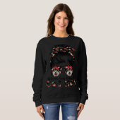 Womens Husky Hond Moeder Messy Bun Haar Bril Trui (Voorkant volledig)
