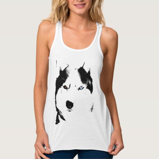 Womens Husky Tanktop Shirt Sled Dog Lady's Shirt (Voorkant)