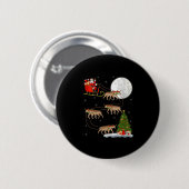 Womens Hyena Santa Sleigh Flying Funny Magical Chr Ronde Button 5,7 Cm (Voorkant /achterkant)