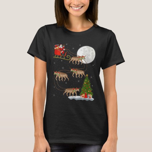 Womens Hyena Santa Sleigh Flying Funny Magical Chr T-shirt (Voorkant)