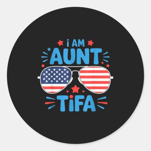 Womens I Am Aunt Tifa Tee Ronde Sticker (Voorkant)