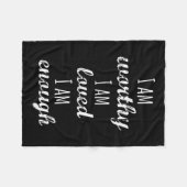 Women's I Am Worthy Motivational Christian  Fleece Deken (Voorkant (Horizontaal))