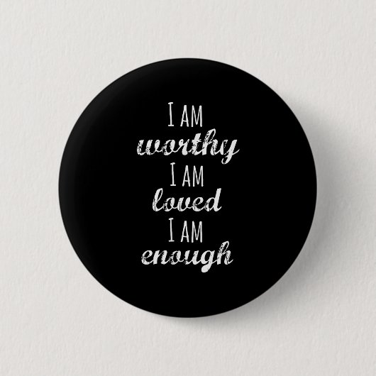 Women's I Am Worthy Motivational Christian  Ronde Button 5,7 Cm (Voorkant)