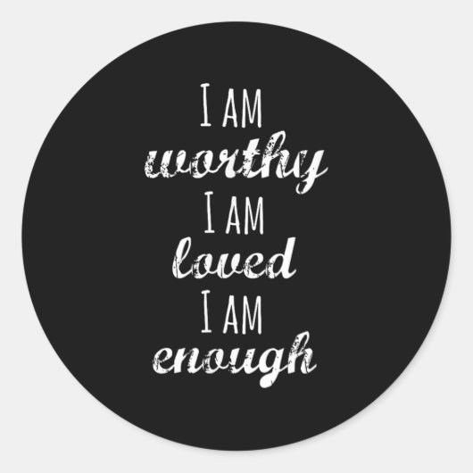 Women's I Am Worthy Motivational Christian Ronde Sticker (Voorkant)