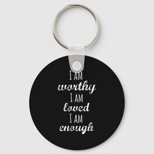 Women's I Am Worthy Motivational Christian Sleutelhanger (Voorkant)