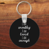 Women's I Am Worthy Motivational Christian Sleutelhanger (Voorkant)
