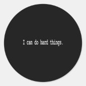 Womens I Can Do Hard Things V-neck Ronde Sticker (Voorkant)