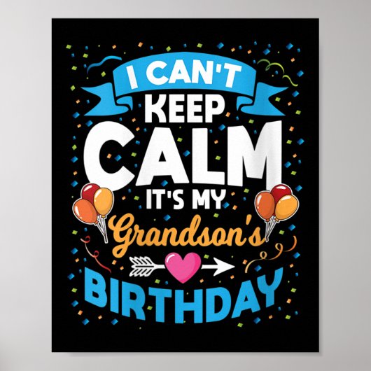Womens I Can't Keep Calm It's My Grandson Birthday Poster (Voorkant)