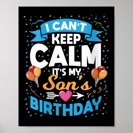 Womens I Can't Keep Calm It's My Son Birthday V-ne Poster (Voorkant)