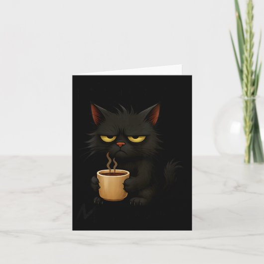 Womens I Don't Do Mornings Funny Quote Black Cat L Kaart (Voorkant)