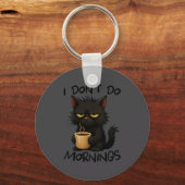 Womens I Don't Do Mornings Funny Quote Black Cat L Sleutelhanger (Voorkant)