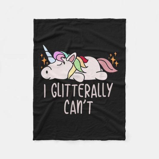 Womens I Glitterally Can't Unicorn Fleece Deken (Voorkant)