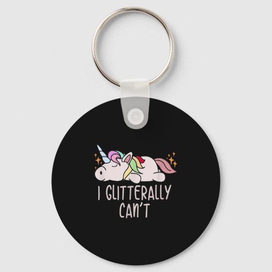 Womens I Glitterally Can't Unicorn  Sleutelhanger (Voorkant)