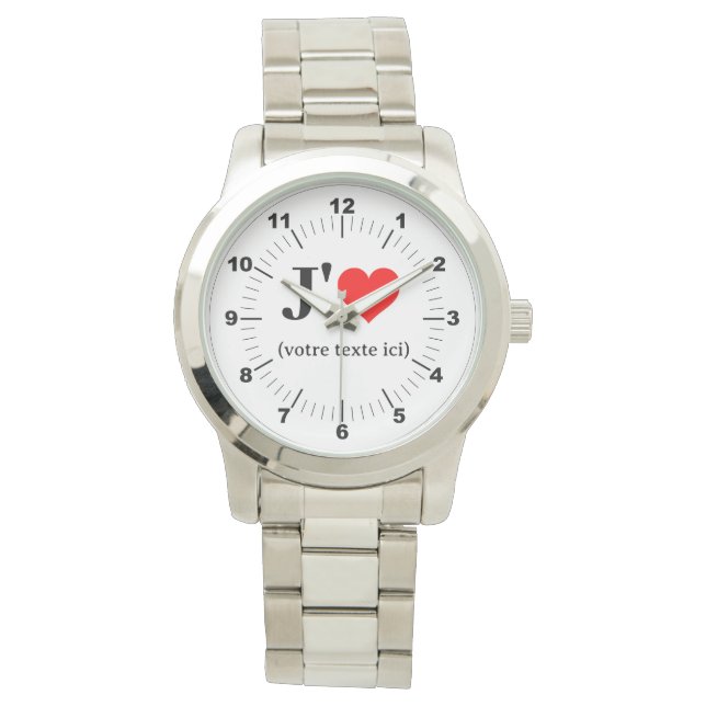 Women's I Heart Oversized zilveren armband horloge (Voorkant)