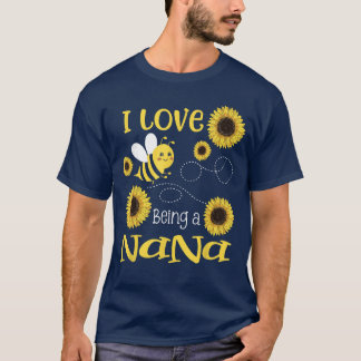 Womens I Love Being A Nana Sunflower Bee Lover gif T-shirt