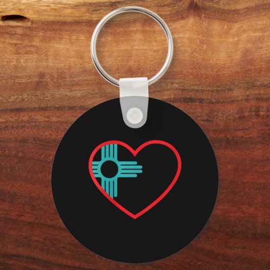 Womens I Love New Mexico Heart Zia Symbol New Mexi Sleutelhanger (Voorkant)