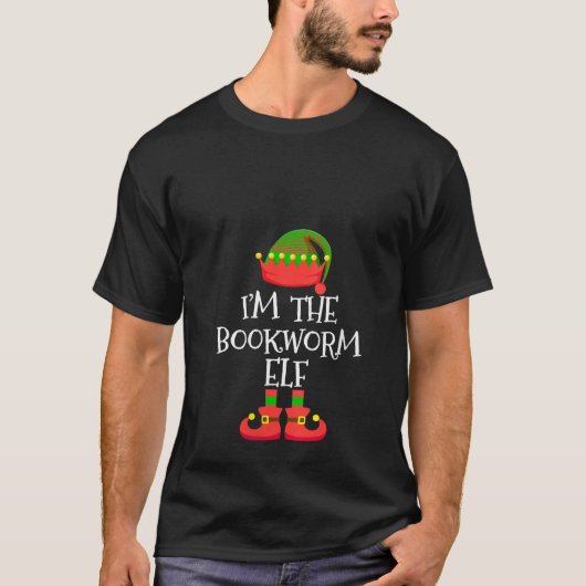 Womens I m The Bookworm Elf Christmas Holiday Elf T-shirt (Voorkant)