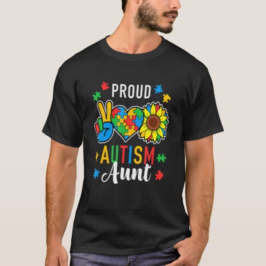 Womens I'm A Proud Autism Aunt Autism Awareness 1 T-shirt (Voorkant)