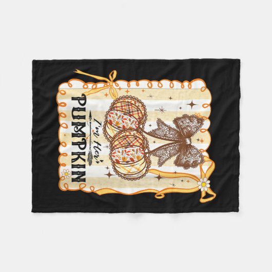 Womens I'm Her Pumpkin Cherry Couple Coquette Bow  Fleece Deken (Voorkant (Horizontaal))