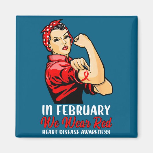Womens In February We Wear Red - Heart Disease Awa Magneet (Voorkant)