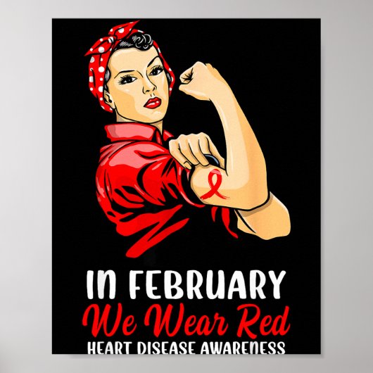 Womens In February We Wear Red - Heart Disease Awa Poster (Voorkant)