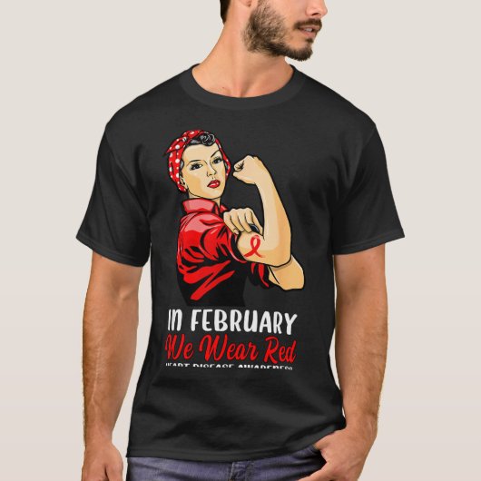 Womens In February We Wear Red - Heart Disease Awa T-shirt (Voorkant)