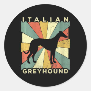 womens italiaanse griezelhond 70s gift v-nek ronde sticker