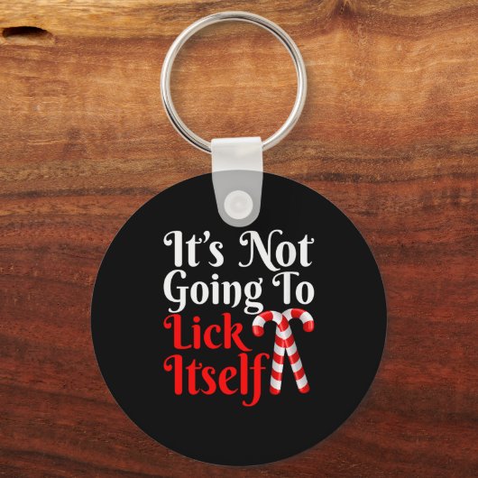 Womens It's Going To Lick Itself Funny Candy Cane  Sleutelhanger (Voorkant)