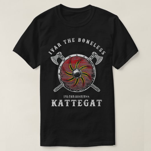 Womens Ivar het Boneless Kattegat Viking Shield V T-shirt (Design voorkant)