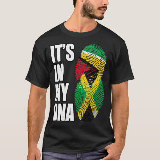 Womens Jamaican en Guyanese Mix DNA Flag Heritage T-shirt