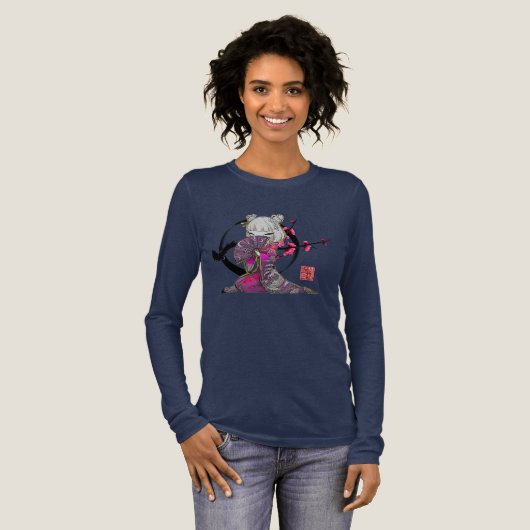 Women's Japanese Geisha Long-sleeved Tshirt  (Voorkant)