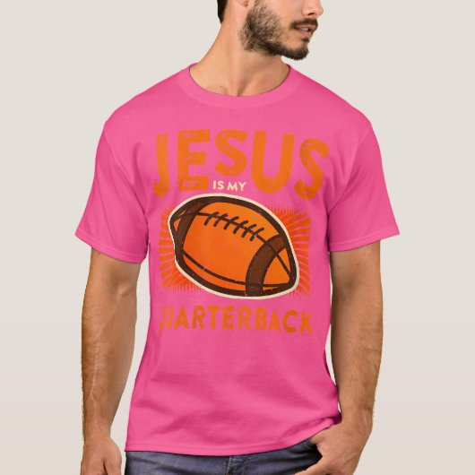 Womens Jesus is mijn quarterback Christelijke Foot T-shirt (Voorkant)