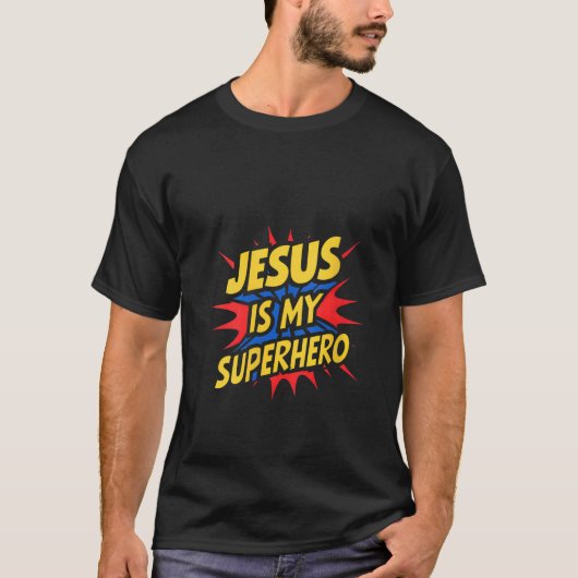 Womens Jesus Is My Superhero Christian God Religio T-shirt (Voorkant)