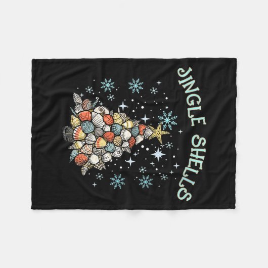 Womens Jingle Shells Christmas Tree Snowflakes Cel Fleece Deken (Voorkant (Horizontaal))