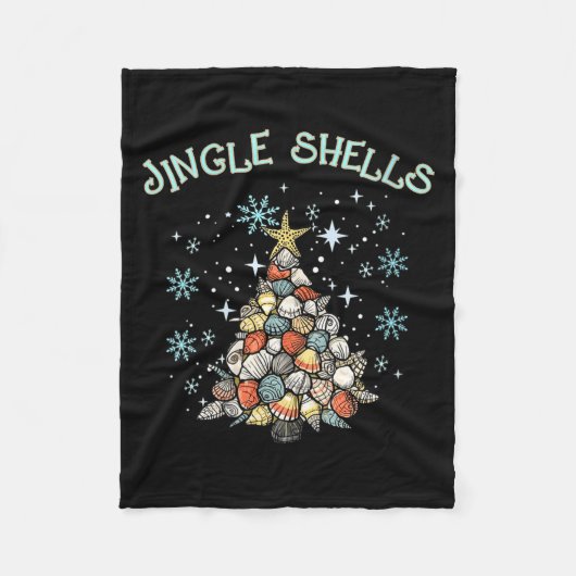 Womens Jingle Shells Christmas Tree Snowflakes Cel Fleece Deken (Voorkant)