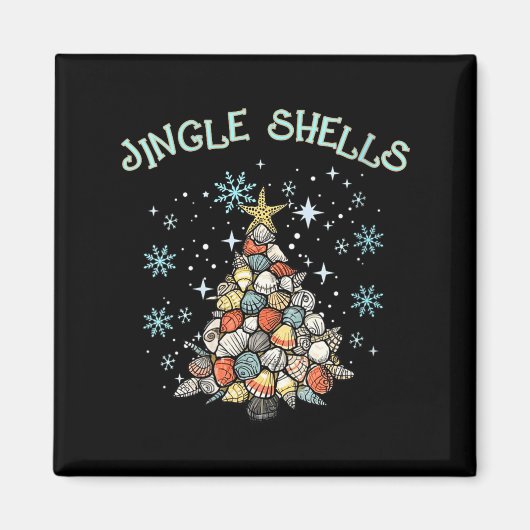 Womens Jingle Shells Christmas Tree Snowflakes Cel Magneet (Voorkant)