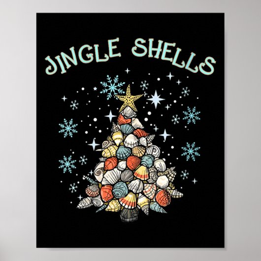 Womens Jingle Shells Christmas Tree Snowflakes Cel Poster (Voorkant)