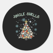 Womens Jingle Shells Christmas Tree Snowflakes Cel Ronde Sticker (Voorkant)