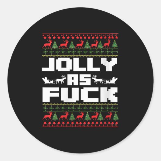 Womens Jolly As For Funny Christmas Raunchy Cuss W Ronde Sticker (Voorkant)