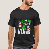 Womens Jolly Vibes Retro Snowman Christmas V Neck T-shirt (Voorkant)
