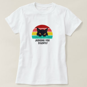 Women's Judging You Silently Cat Graphic T-shirt