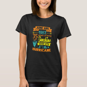 Womens June 1987 35 Years Old Sunshine Mixed With T-shirt