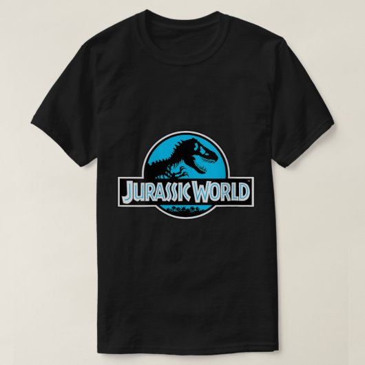 Womens Jurassic World Basic Blue Logo Graphic VNec T-shirt (Design voorkant)