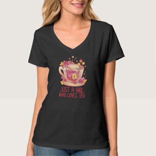 Womens Just A Girl Who Loves Tea Tea Drinker Tea   T-shirt (Voorkant)