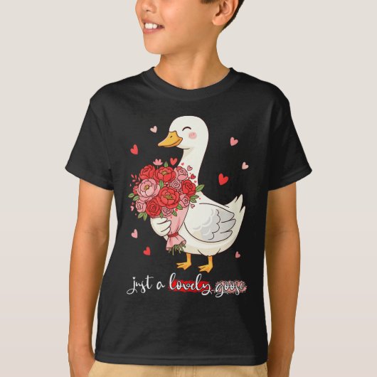 Women's Just A Lovely Goose Bouquet Roses Floral V T-shirt (Voorkant)
